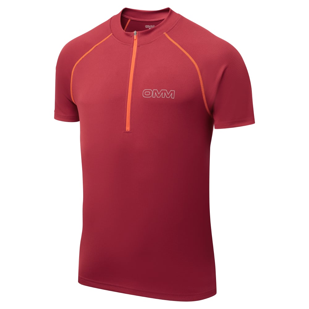 OC198_Bearing_Zip_Tee_Dark_Red_Front_Angle